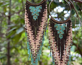 ALARA Beaded earrings, gift ideas, boho chic, rare find, fringe hoops, earrings, , bohemian jewelry