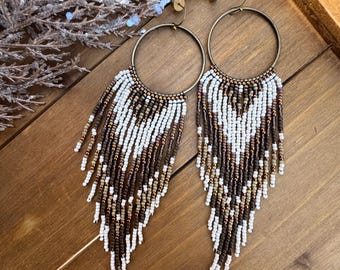 WILD ALCHEMY  “Made to Order” Rustic fringe beaded earrings
