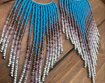 DAWN  beaded fringe hoops.