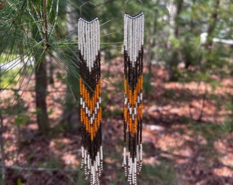 LAVERNA  long fringe earrings, bohostyle, beaded fringe, long earrings, bohemian, spring, summer, beaded jewelry