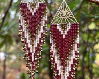 MADE TO ORDER Ojo de Diosa  Bohemian jewelry, boho style, goddess jewelry, beaded fringe, gifts
