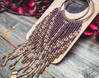 MADE TO ORDER   Amari beaded jewelry, long fringe, gift ideas, boho chic, fringehoops, bohostyle, fringe earrings, bohemian jewelry,