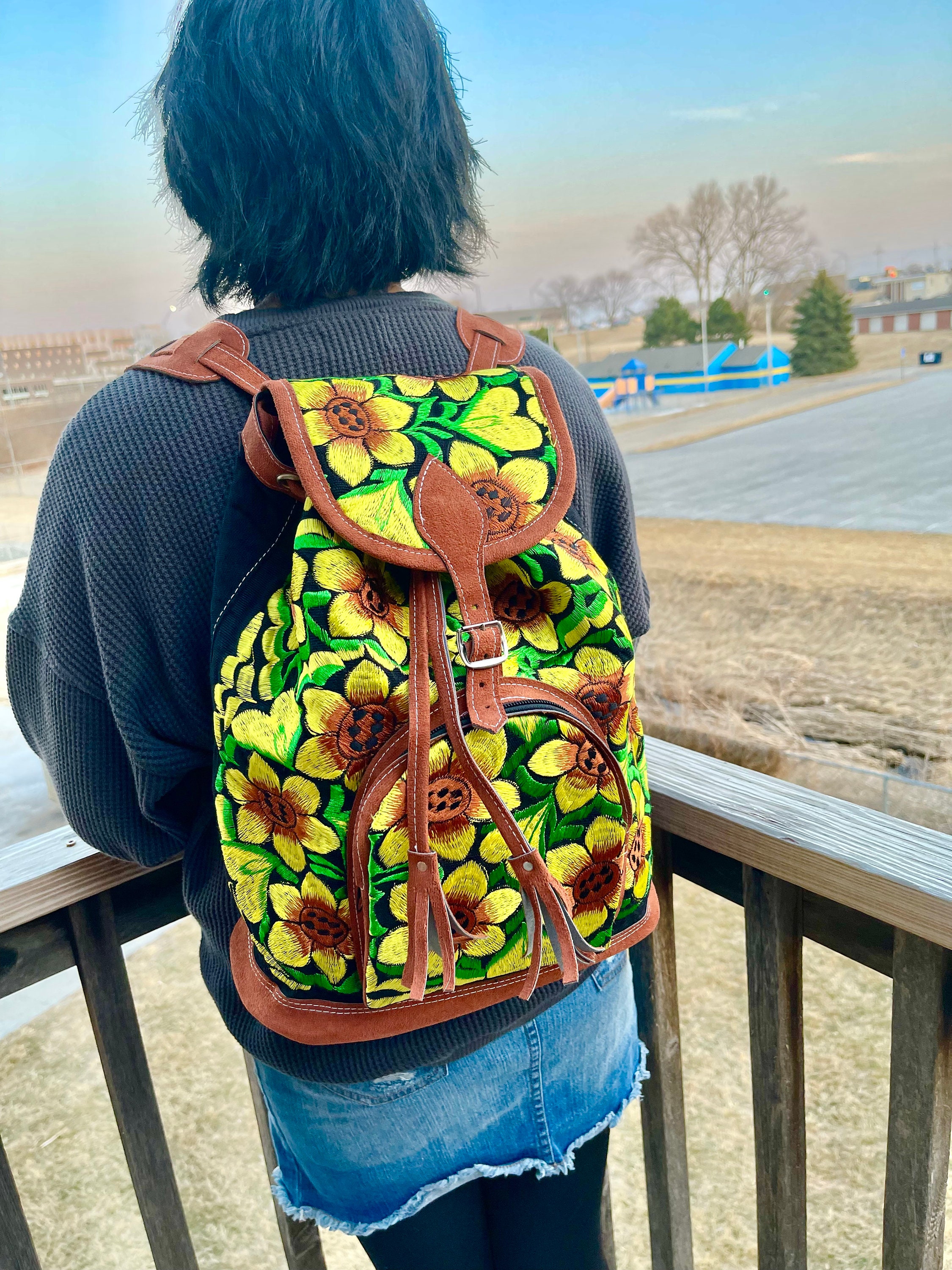 Embroidered Floral Backpack Mexican Backpack Sunflower Backpack Boho Backpack Artesanal Etsy Ireland