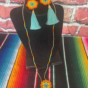 Chaquira Beads Jewelry Set,Bracelet, Huichol Art, Beaded Jewelry, Mexican Jewelry Huichol Jewelry Set, Necklace, Earrings, Bracelet, artes