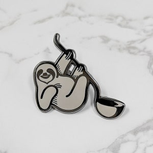The Hungry Sloth Enamel Pin | Sloth Pin | Food Pin | Hard Enamel Pin | Backpack Pin | Minimalist Pin | Birthday Gift | Gift For Friend