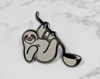 The Hungry Sloth Enamel Pin | Sloth Pin | Food Pin | Hard Enamel Pin | Backpack Pin | Minimalist Pin | Birthday Gift | Gift For Friend