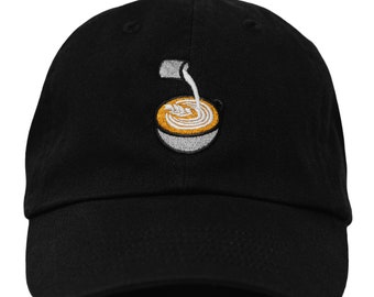 Latte Pour Embroidered Dad Hat, Coffee Hat, Food Hat, Coffee Gift, Barista, Foodie Gift, Birthday Gift, Gift for Friend, The Hungry Sloth