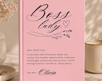 Personalized Boss Lady Definition Journal, Hardcover Notebook, Entrepreneur Gift