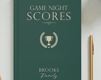 Personalized Family Game Night Score Book: Hardcover Journal Custom Name