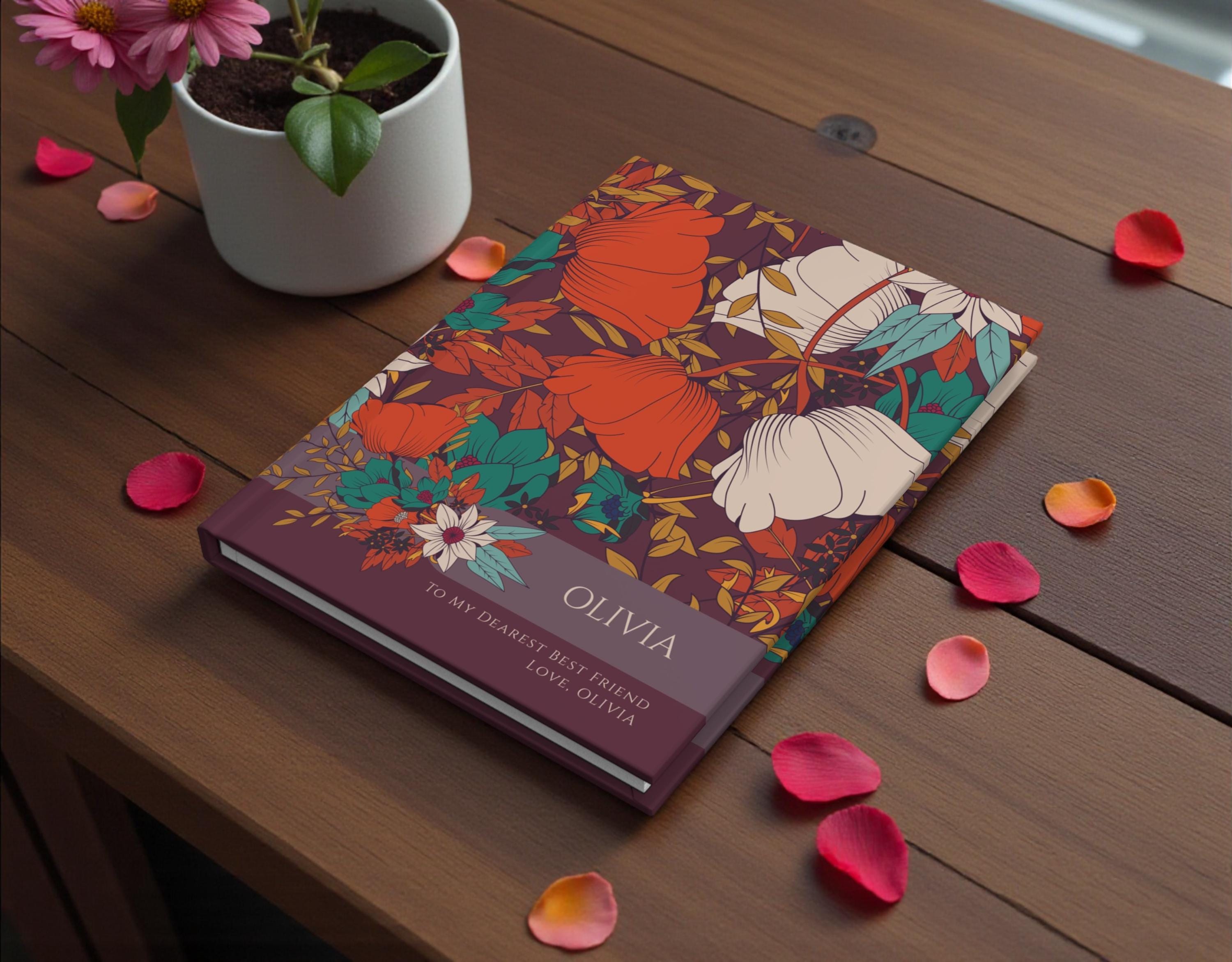 Matte Cover Journal Custom Name Floral Hardcover Journal Featuring Matte Laminated Full ...