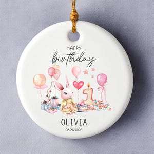 Birthday Ceramic Ornament, Happy Birthday Decor, Gift for Her, Personalized Ornament, Birthday Party Favor, Birthday Keepsake