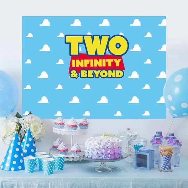 Blue Sky Two Infinity and Beyond Theme Birthday Party Decoration Decor Banner