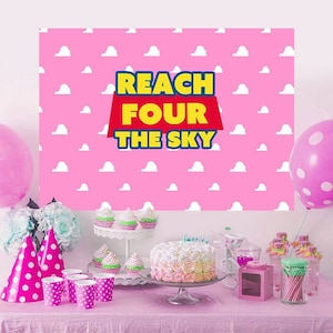 Pink Sky Reach Four The Sky Theme Birthday Party Decoration Decor Banner