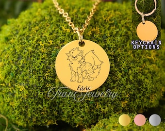 Arcanine Necklace • Personalized Necklace • Custom Engraved Arcanine Pendant • Gift For Kids • Birthday Gifts • Gifts For Her