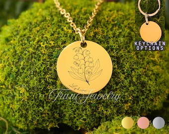 Collana con giglio della valle per donne e ragazze • Collana personalizzata • Gioielli con giglio • Regali di compleanno • Regali per lei