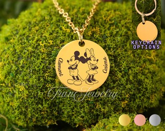 Mickey und Minnie Halskette für Paare und Freunde • Personalisierte Halskette • Geschenke für Kinder • Geburtstagsgeschenke • Geschenke für Sie