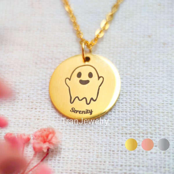 Collier Tiny Ghost • Collier Halloween • Halloween Ghost • Hey Boo • Little Boo • Cute Ghost • Collier nom • Cadeaux Halloween