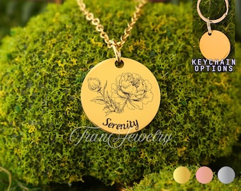 Peony Necklace For Women And Girls • Personalized Necklace • Peony Flower Jewelry • Birthday Gifts • Gifts For Her