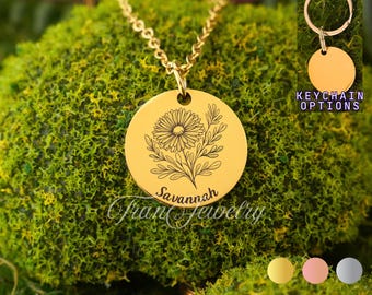 Collana Aster per donne e ragazze • Collana personalizzata • Gioielli con fiori Aster • Regali di compleanno • Regali per bambini • Regali per lei