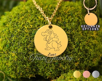 Totodile Halskette • Personalisierte Halskette • Individuell gravierte Totodile Anhänger • Geschenk für Kinder • Geburtstagsgeschenke • Geschenke für Sie