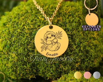 Faultier Halskette • Personalisierte Halskette • Geschenk für Mädchen • Geschenk für Kinder • Geburtstagsgeschenke • Geschenke für sie