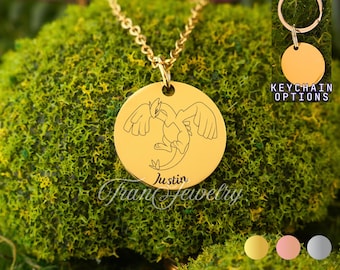 Lugia Necklace • Personalized Necklace • Custom Engraved Lugia Pendant • Gift For Kids • Birthday Gifts • Gifts For Her