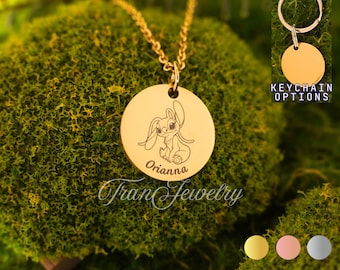 Angel Stitch Necklace • Lilo And Stitch • Nameplate Necklace • Engraved Necklace • Gifts For Kids • Birthday Gifts • Gifts For Her
