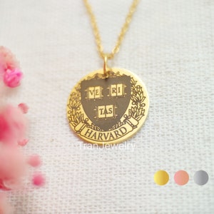 Custom University Necklace • Personalized University Necklace • Graduation Gifts For Her • Disc Necklace • Engraved Necklace