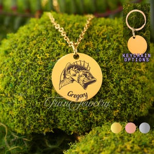 Barsch Halskette • Angeln Anhänger mit Gravur • Personalisierte Halskette • Geschenke für Kinder • Geburtstagsgeschenke • Geschenke für Sie • Geschenke für Ihn