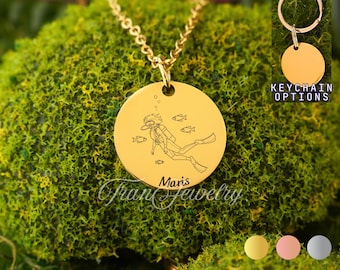 Scuba Diving Necklace For Girls And Women • Scuba Diver Pendant • Personalized Necklace • Gifts For Girls • Birthday Gifts • Gifts For Her