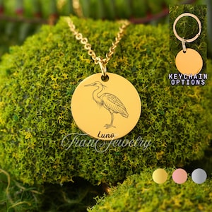 Heron Necklace • Bird Pendant • Personalized Necklace • Gift For Girls • Gift For Kids • Birthday Gifts • Gifts For Her • Gifts For Him