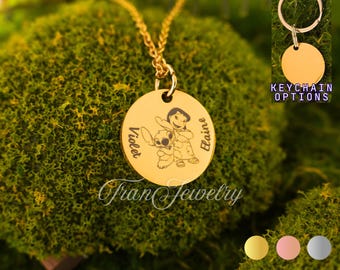 Lilo and Stitch-ketting • Gepersonaliseerde ketting • Stitch-hanger • Cadeaus voor kinderen • Verjaardagscadeaus • Cadeaus voor haar
