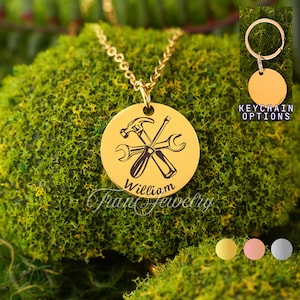 Collier mécanicien pour homme et femme • Pendentif mécanicien gravé personnalisé • Collier personnalisé • Cadeaux d&#39;anniversaire • Cadeaux pour lui