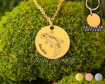 Collana con geco leopardo • Collana personalizzata • Ciondolo commemorativo • Regalo per bambini • Regali per ragazze • Regali di compleanno • Regali per lei
