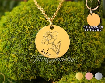 Daffodil Necklace For Women And Girls • Personalized Necklace • Daffodil Flower Jewelry • Birthday Gifts • Gifts For Kid • Gifts For Her