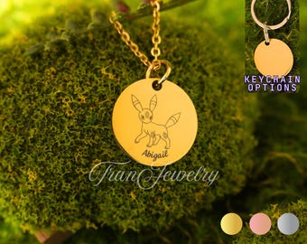 Umbreon Necklace • Umbreon Pendant • Eeveelution • Nameplate Necklace • Engraved Necklace • Gifts For Kids • Birthday Gifts • Gifts For Her