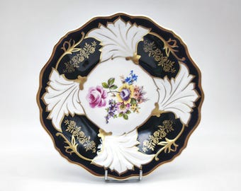 Vintage Weimar Porcelain Bowl – Echt Weimar Kobalt 792 Jutta – Cobalt Violet Floral GDR Dish, 24 cm