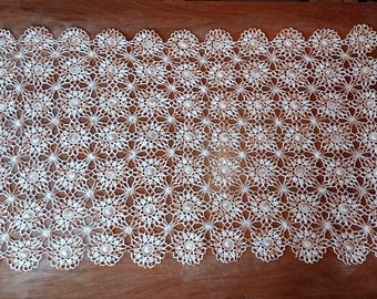 Crocheted Two Colour Table Topper, Handmade Brown and Cappuccino Doily, Rectangular Centrepiece, Original Table Decoration