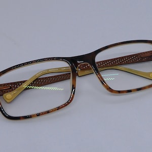 Vintage Conquistador Tortoise Glass Frames, Marwitz Rectangular Eyeglasses, Brown And Yellow Eyeware From Berlin Germany