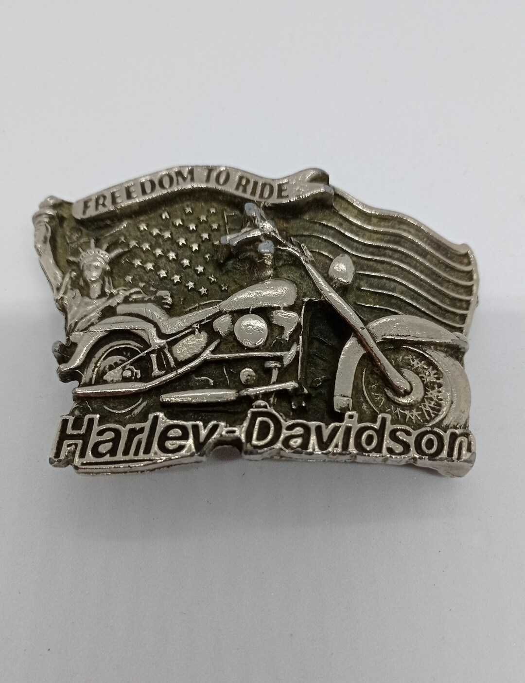 Boucle De Ceinture Vintage Harley Davidson Raintree En Laiton - Années 70 - USA - Style Motard