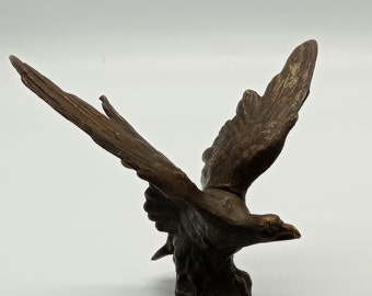 Vintage Bronze Eagle Sculpture, Spread Wings Bird, Bronze Table/Shelf Decoration, Rare Collectors Bird, Golden Eagle