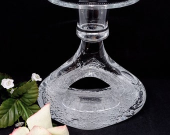 Vintage Midcentury Bullicante Candlestick, Clear Glass Modern Centrepiece, Unique Art Glass Bubble Candle Holder From Germany