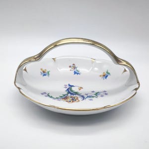 Antique Small Carl Alberti Porcelain Bowl – Hand Painted Floral – Art Deco Germany 1930s – Gold Trim Dish – Vintage Collectible