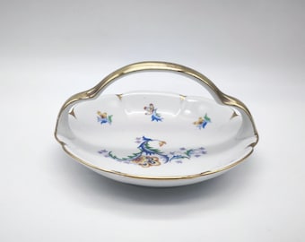 Antique Small Carl Alberti Porcelain Bowl – Hand Painted Floral – Art Deco Germany 1930s – Gold Trim Dish – Vintage Collectible
