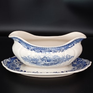 Vintage Villeroy & Boch Mettlach Porcelain Saucer, Burgenland Sauce Boat, Made in France-Saar Economic Union, Rare Saucer