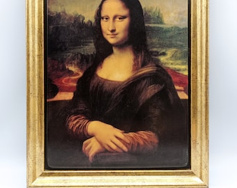 Vintage Leonardo Da Vinci  "Mona Lisa" Porcelain Picture With Wooden  Frames, Bradex 22-B10-7.29, Limited Edition Porcelain Art