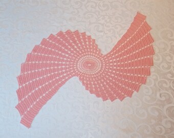 Crocheted Spiral Table Runner, Peach Doily, Handmade Shell Table Mat, Original Table Decoration