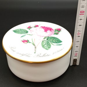 Vintage Hutschenreuther Rosa Centifolia Bbullata Jewellery Box By P.J. Redoute, Round Pill Box, Rose Motive Ring Trinket Box, Gold Trim Box image 10