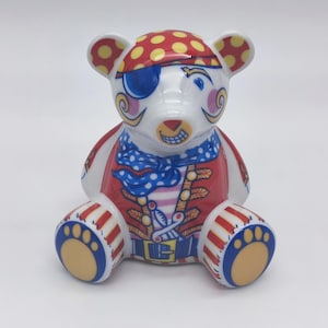 Ritzenhoff Pirate Teddy Bear Bank – Mini Ceramic Coin Bank by Tim Davies – Colorful Collectible Figurine – Made in Germany