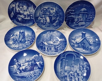 Vintage Weihnachten Limited Edition Christmas Collection Plates, Bavarian Porcelain Plates, Winter Collection, Germany 1970s